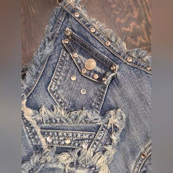 *RARE* Platinum Plush Edgy Blue Denim Patchwork Dress Sz M - Picture 9 of 16